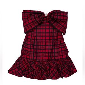 Loveshackfancy NWOT Plaid with exaggerated Bow Detail Strapless Dress
